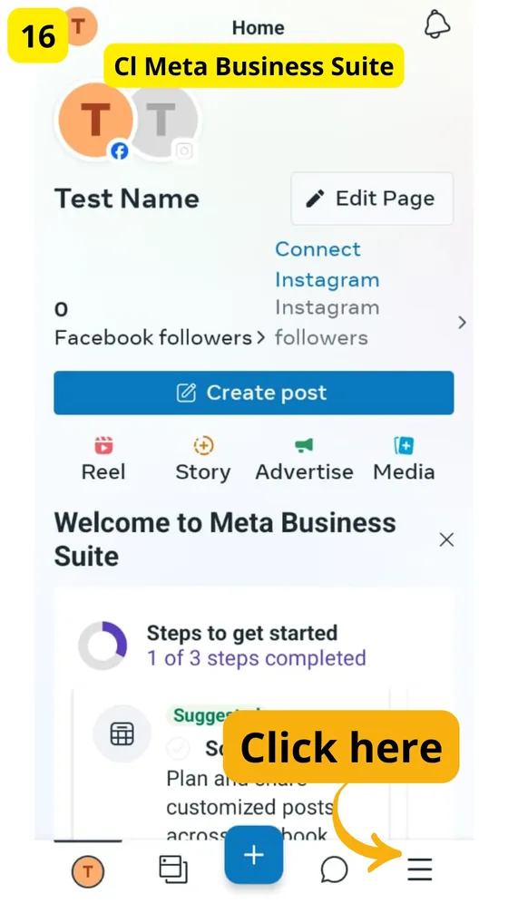 Meta Business Suite menu