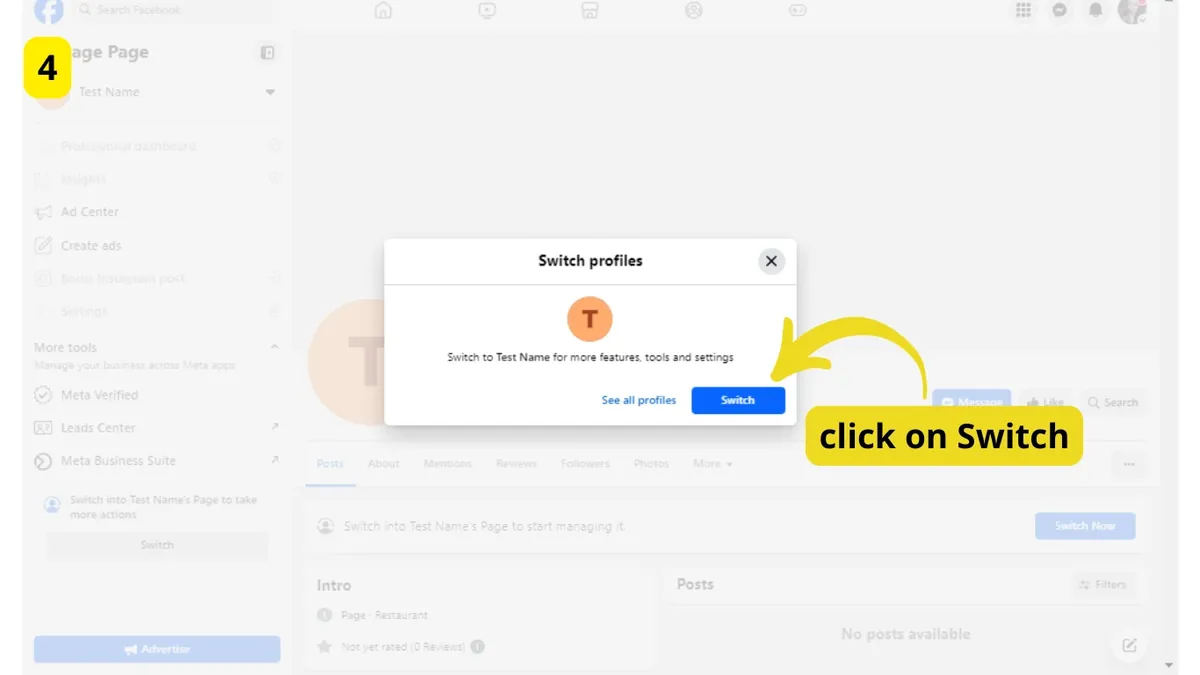 Switch profiles window