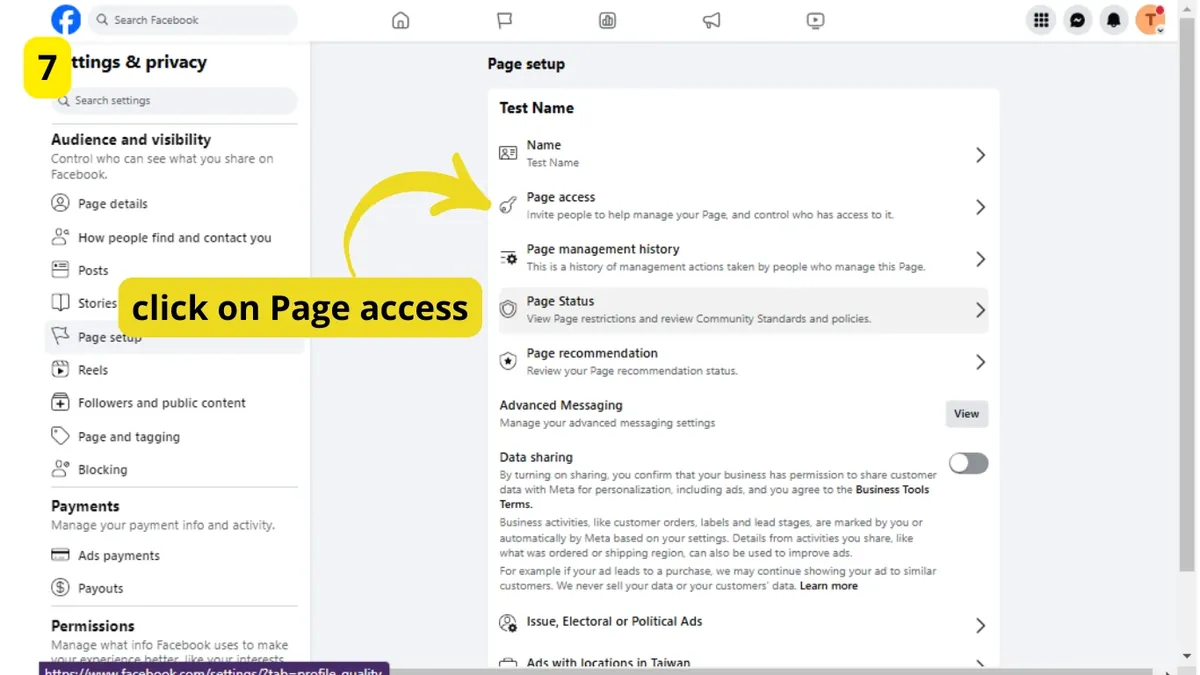 Page access option